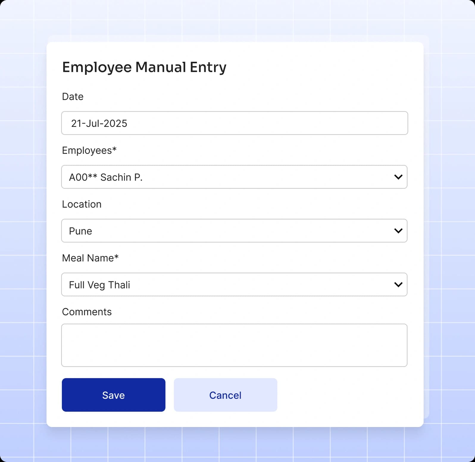 Configurable Meal Management