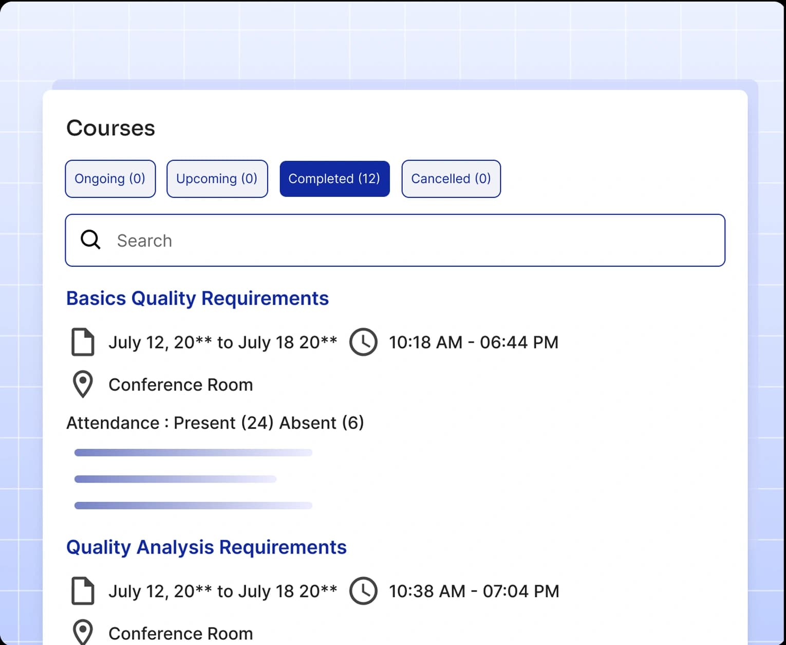 List of training courses